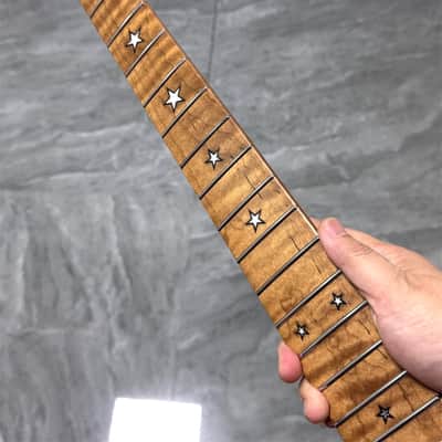 Roasted Flame Maple 22fret  Electric guitar neck 25.5 Part satin star inlay image 6