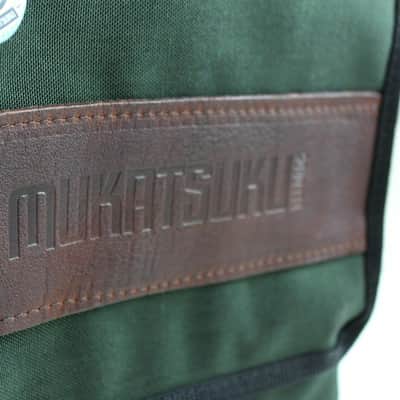 Mukatsuku Records Are Our Friends Cordura 7 Inch 45 Record Bag (dark green with embossed vintage brown leather patch, holds up to 80 x 7'' singles) (Juno Exclusive) image 5