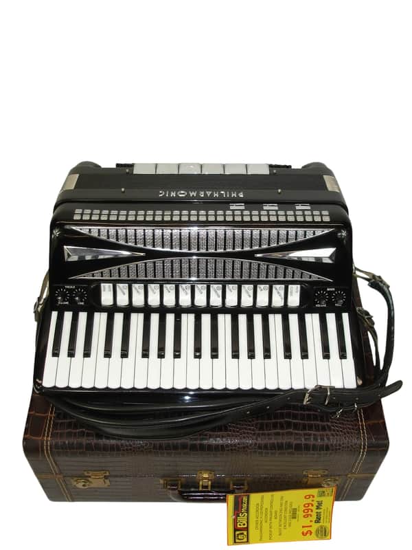 Philharmonic Piano Accordion, Black w/ Case & Straps image 1