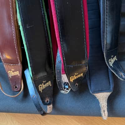 Gibson Vintage padded leather straps [4pcs] 1970s - Black, Green, Red, Brown image 5