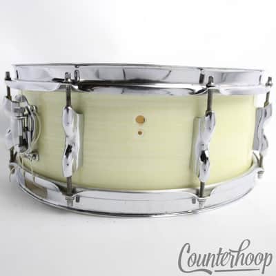 *Premier Olympic 14x5.5"White Silk Snare Drum 8Lug Vintage 60s 3Ply Birch Chrome image 4