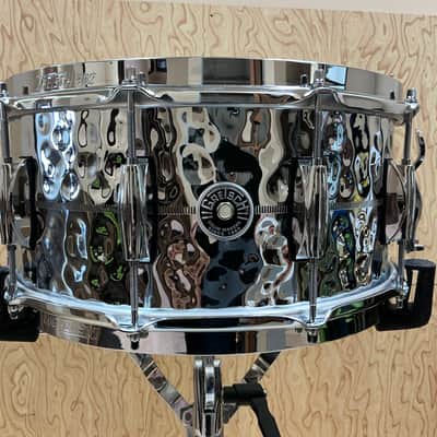 Gretsch GB4164HB Brooklyn Hammered Chrome Over Brass 6.5x14" 10-Lug Snare Drum 2012 - Present - Chrome-Plated image 1