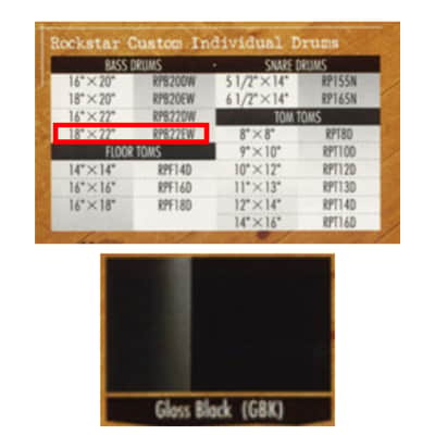 Tama BOMBO ROCKSTAR CUSTOM RPB22EW GBK GLOSS BLACK image 2