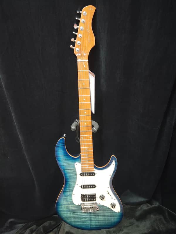Sire Larry Carlton S7 Flame Maple Top Electric Guitar Transparent Blue image 1