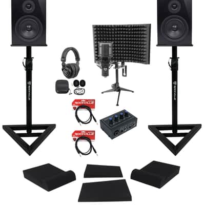 Rockville Studio Recording Kit w/Interface+Monitors+Stands+Mic+Headphones+Shield image 1
