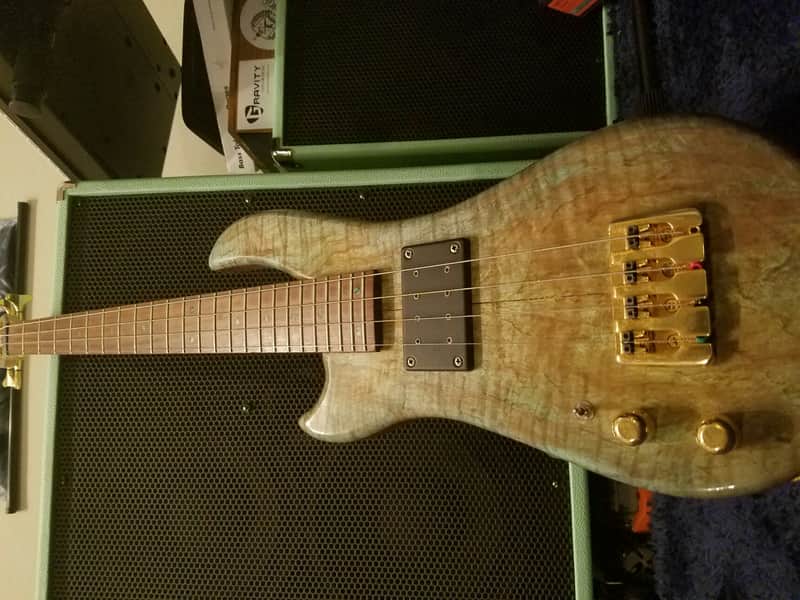 Handmade Lefty Short Scale / Piccolo Bass  2000s Sickly Green image 1