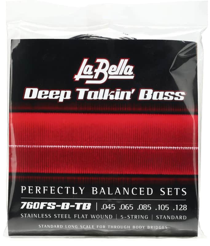 La Bella 760FS-B-TB Deep Talkin' Bass Flatwound Bass Guitar Strings - .045-.128 Standard Through Body 5-string image 1