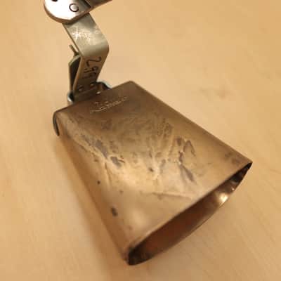 Vintage 1960s Ludwig Gold Tone Script Logo 5" Cowbell w/ Mount image 6