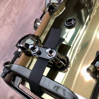 SJC Custom Drums 8x14” Builder’s Choice Maple Snare Drum 2023 - Black Gloss/Mirror Brass Wrap image 8