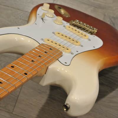 1980's Lotus L640 Stratocaster - Wild Tri-Color Shaded Finish with Gold Hardware + Brass Nut image 5