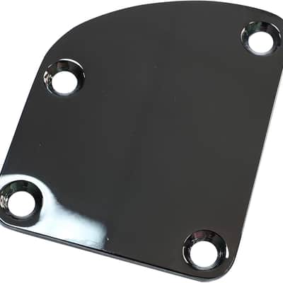 Electric Guitar Curved Neck Plate Stainless Steel Neck Joint Plate Compatible with Strat St Telecaster Tele Electric Bass Guitar Replacement Parts Vacuum Black image 2