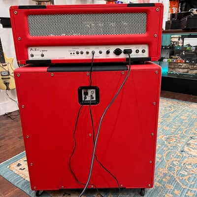 Splawn Pro Stock 100 "Marshall Super Lead" Style 100-watt Amp w/ 4x12 Matching Cab - Red image 2