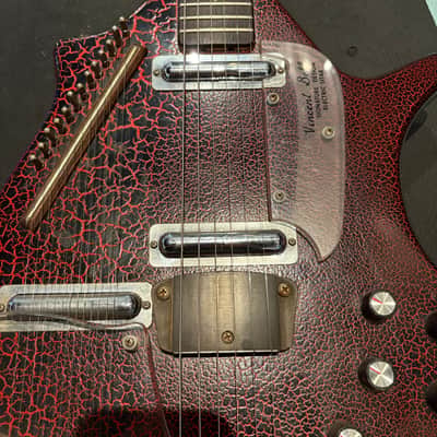 Coral Vincent Bell Electric Sitar 1967 - Red Crackle w/ Non-Original Gig Bag image 13