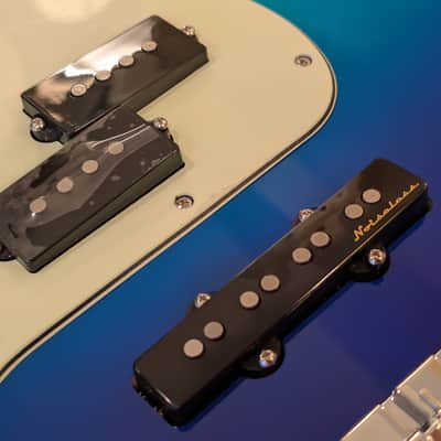 Left Handed 2022 Fender Player Plus Precision PJ bass Bel Air Blue fully loaded body image 4