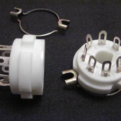 Octal Tube Sockets, Lot of 2, Generic, 26.5mm or 1.044" CO, Ceramic, Mounting Rings, China image 2