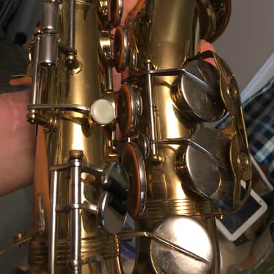 SUMMER DEAL PRO VERSION "MADE EXPRESSLY" FOR F. E. OLDS EARLY L.A PARISIAN ALTO SAXOPHONE (NOT "AMBASSADOR" CHEAP LATER ONE) ORIGINAL LACQUER NEWER PADS BRILHART MPC , NICE CASE, EXTRAS made france image 23