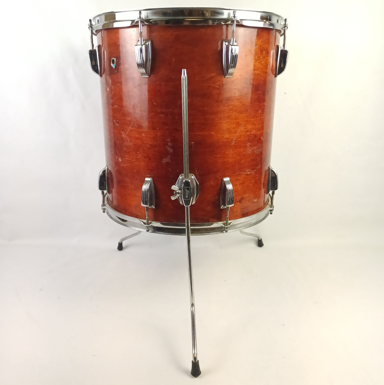 Ludwig 16x16"Mahogany Stain Floor Tom Drum Blue/Olive Vintage 70s 6Ply Maple USA — main photograph