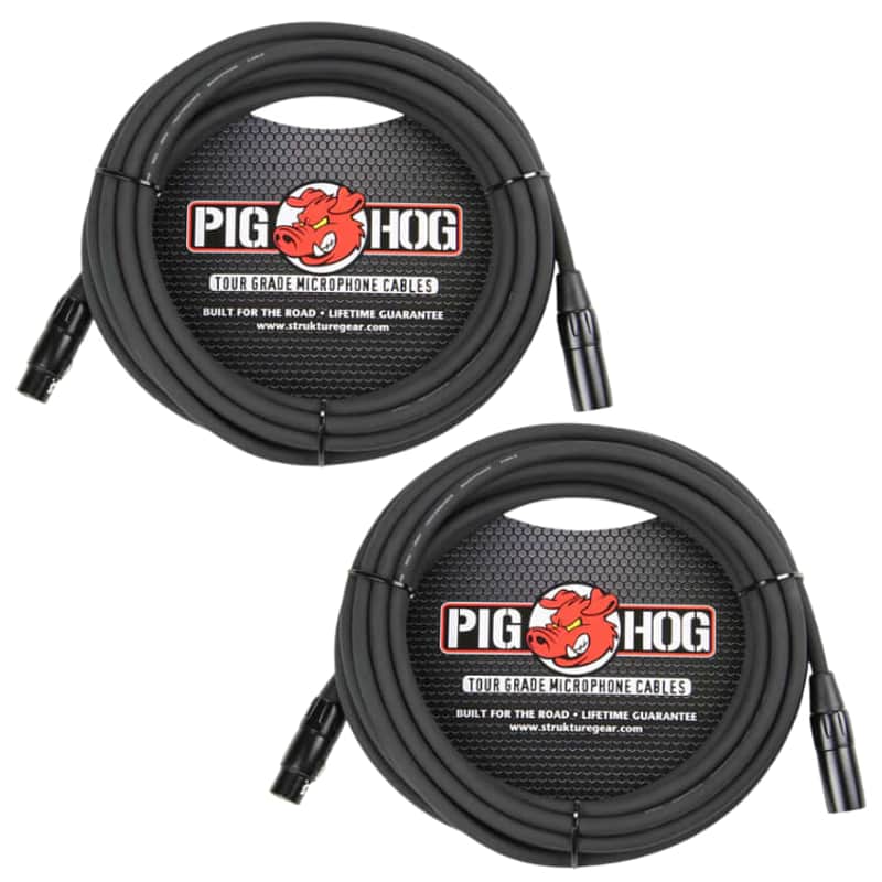 Pig Hog PHM25 XLR 25 Foot 2 Pack Tour Grade Microphone Cables image 1