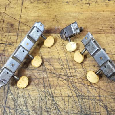 Vintage RARE 1966 Kluson Double Line  3x3 on a Plate Guitar Tuners Needs Repair Luthier Parts image 1