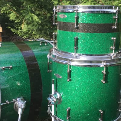C&C Custom Drums Green Glass Glitter USA Order Made Drum Set Rock Kit CC Cardwell & Cardwell CC Maple Shells 12/14/22 image 7