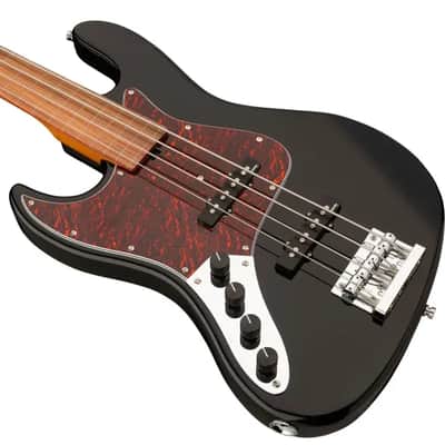 Sadowsky MetroExpress 21-Fret Vintage J/J Bass, Morado Fingerboard, Fretless With Lines, Lefthand, 4-String - Solid Black High Polish image 1