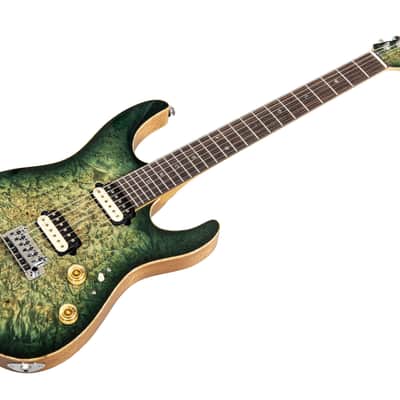 Suhr Modern Custom Shop Burl Maple HH FTGB - Faded Trans Green Burst image 1