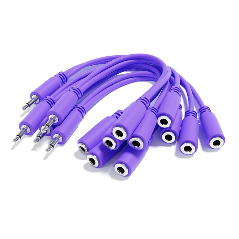 ExcelValley [Purple] 5-Pack - Mono Splitter Y Patch Cables - TS 3.5mm 1/8" Eurorack Synth Synthesizer image 1