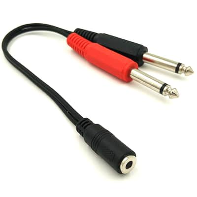 3.5mm to 1/4 Adapter Cable, 1/4 Mono to 3.5mm Stereo Adapter, 1/8 to 1/4 Splitter Cable, 3.5mm 1/8 TRS Female to Dual 6.35mm 1/4 TS Male Stereo to Mono Y Splitter Cable, 20cm/8inch image 1