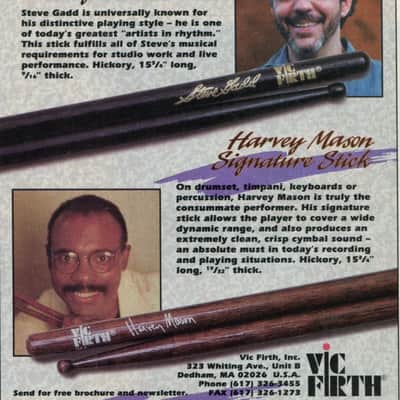 Vic Firth RARE, Collectable signature model Harvey Mason ( Hameleon 1st edition) 1992-1998 - Brown hickory ( Hameleon) image 7