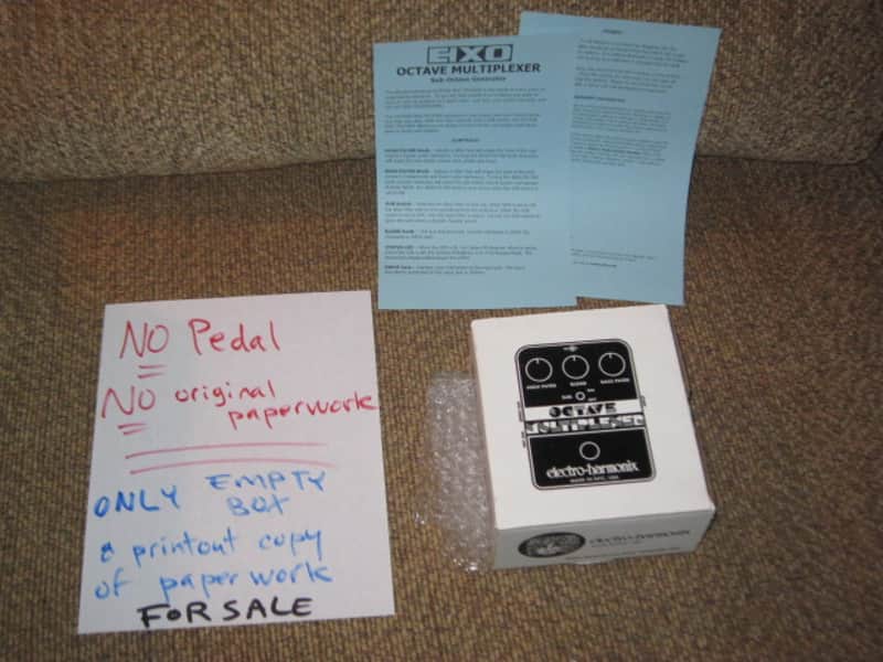 very lightly handled - mostly very clean Electro Harmonix EMPTY CARDBOARD BOX and printout copy of Owner's Instructions ONLY for EXO Octave Multiplexer (NO Pedal, NO original paperwork) image 1