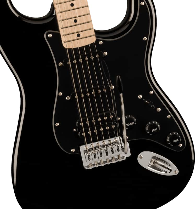 Squier Sonic Stratocaster HSS, Maple Fingerboard, Black Pickguard, Black image 1