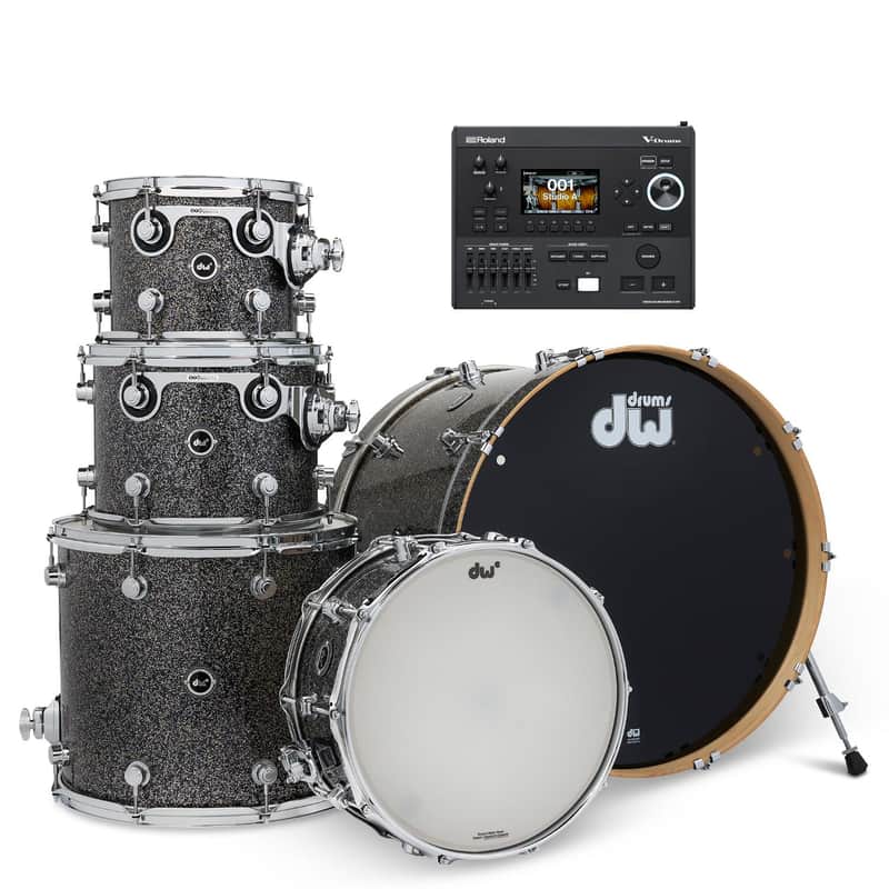 DW DWe 5pc Electronic/Acoustic Drum Shell Pack w/V51 Module Black Galaxy image 1