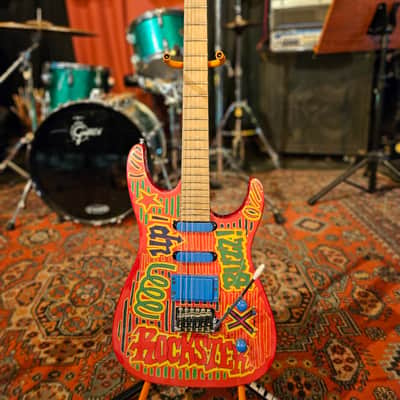 1980s Rockster Super Strat Red Graffiti Factory Graphics MIK image 1