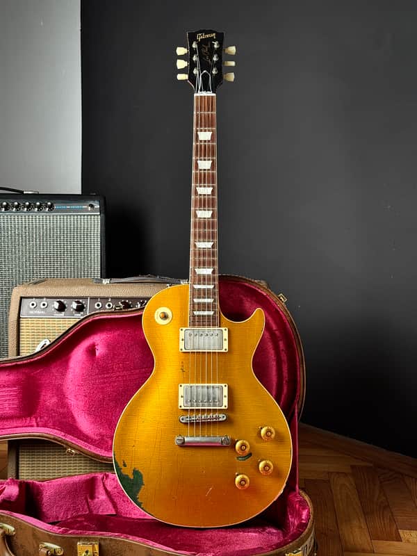 2017 Gibson Les Paul Standard Heavy Aged Gold over Green PSL | Reverb