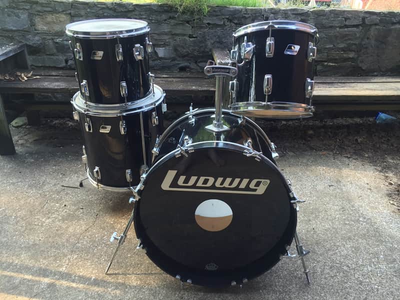 Ludwig Rocker Drum Set with Black/White Badges 1980s image 5