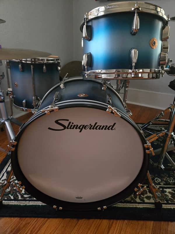 Slingerland Radio King 4pc Drum Set - Blue/Silver duco Bild 1