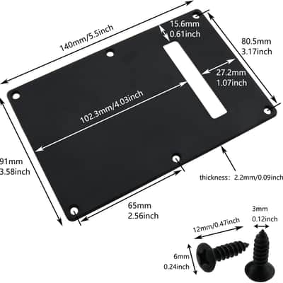 Guitar Backplate 1Set Black Electric Guitar Back Plate, Electric Guitar Neck Plate, Cavity Tremolo Cover Pick Guard with 6PCS Screws for Electric Guitar image 2