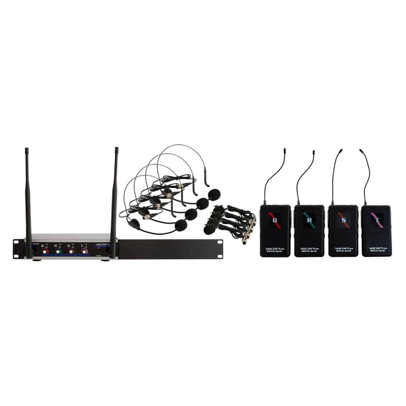 VocoPro Digital-Quad-B-500 4-Channel UHF Wireless Headset & Lapel Mic System image 1