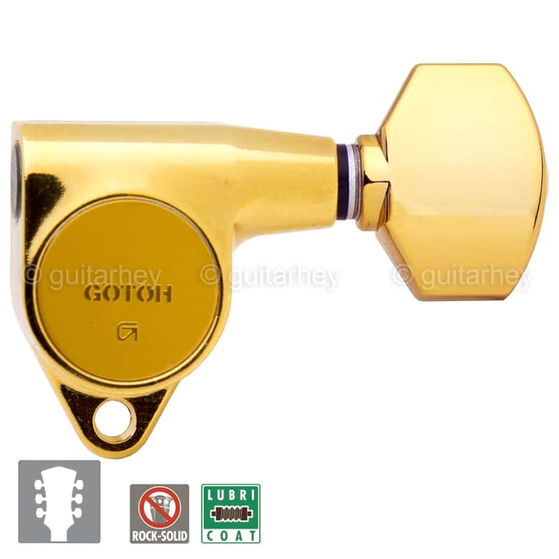 NEW Gotoh SG301-07 Tuning Keys L3+R3 SET Tuners Small Buttons 3x3 - GOLD image 1