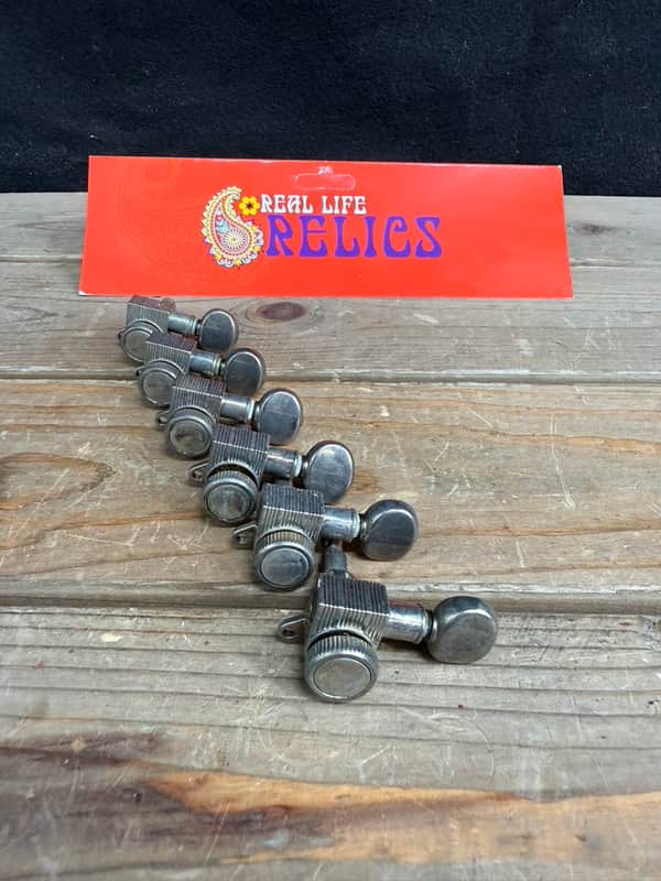 Real Life Relics Kluson 6 In Line Bass Side Revolution Series Locking D-Mount Mini Tuning Machines NICKEL KRDL-6B-NMO image 1