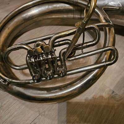 Helicon Eb Tuba Soviet 3 Valves Brass Pipe Wind Instrument Horn USSR Vintage and Rare image 3