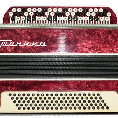 Bayan Accordion Tonica, Button Accordion Instrument 100 Bass, New Straps, Concertina B System, Soviet Harmonica in Tune, 2693 image 3
