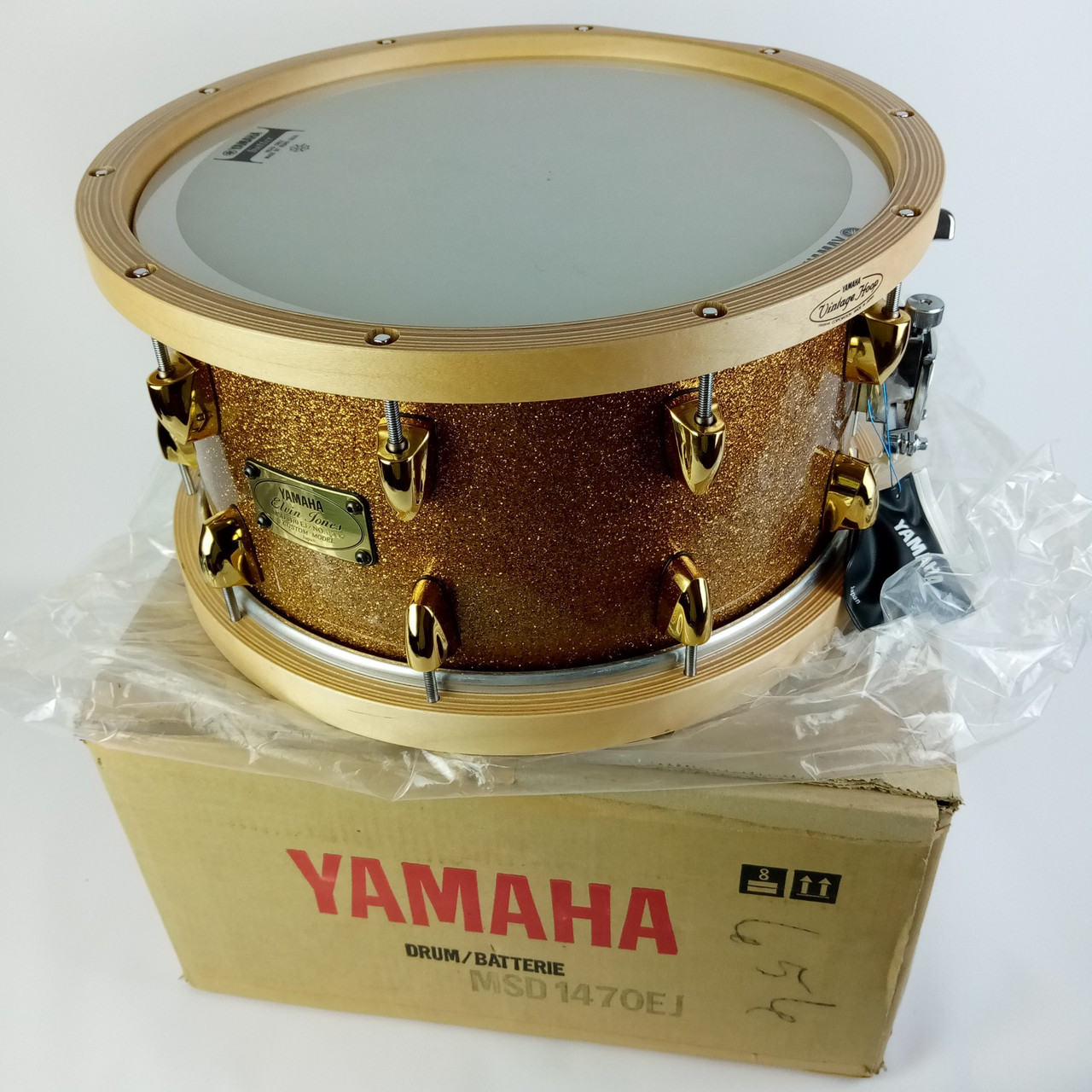 NOS Yamaha Elvin Jones 7x14"Signature Maple Snare Drum+Wood Hoops Custom Japan02 — main photograph
