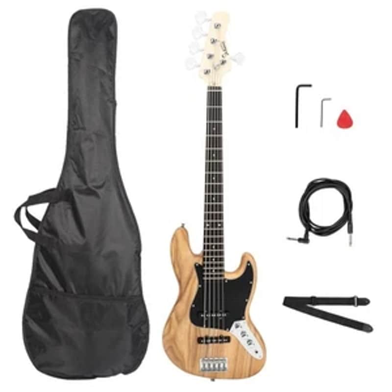 New Glarry Gjazz Electric Bass Guitar 5 String Basswood With Bag image 1