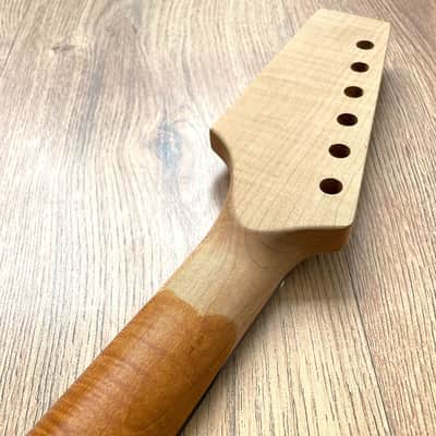 Telecaster Compatible Pro Roasted Flame Maple and Rosewood Guitar Neck Unfinished Paddle Headstock image 5