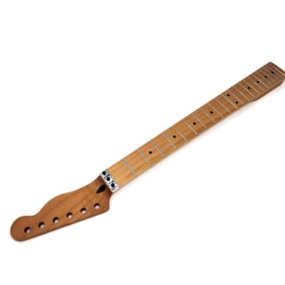 Brio Floyd Rose Nut Locking Nut T-Style Guitar Neck Roasted Maple 12" Radius 10 mm Holes 22 Frets Satin Finish image 5