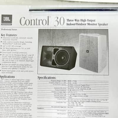 JBL Control 30-WH-B 10" 3-Way Indoor/Outdoor Monitor Speaker #2366 (One) image 10