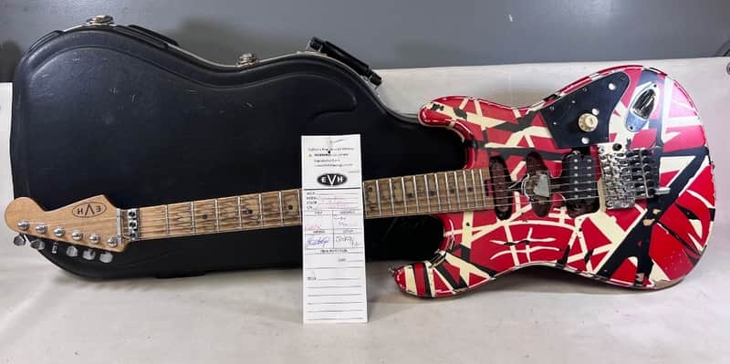 EVH Striped Series Frankie 2020 - Present - Red / White / Black Stripes Relic image 1