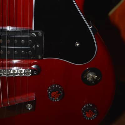DeArmond M-65, in Red w/New Nickel Dunlop Straploks, a New Black pickguard, New Skull knobs & Nice SKB HSC image 5