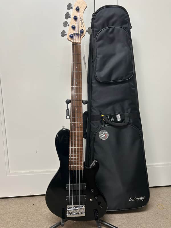 Sadowsky Metroline 24 Fret Singlecut 5 String Soapbar Bass w/Morado Fretboard and Red Alder Body - Solid Black High Polish image 1